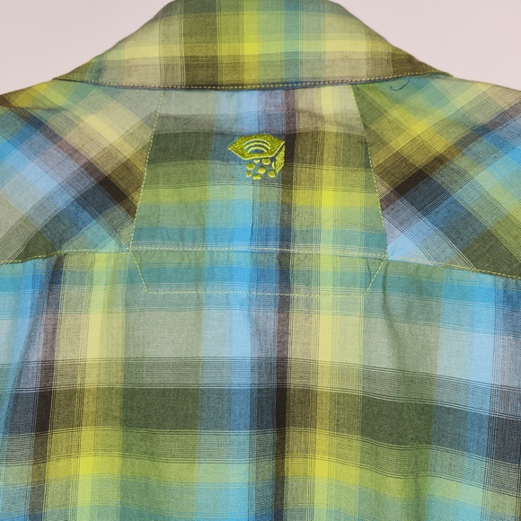 Mountain Hardwear Short Sleeve Pearl Snap Shirt Size XL Green/Blue/Brown Plaid - Picture 11 of 16
